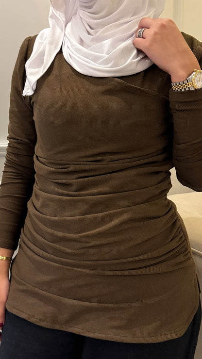 Ribbed Ruffled knit top🤎